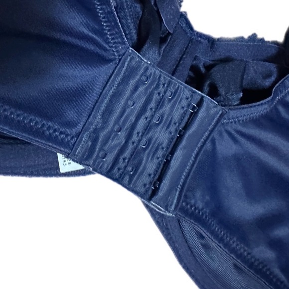 Lilyette 38DDD Navy Blue Lace Full Coverage Front Close Bra - Picture 4 of 5